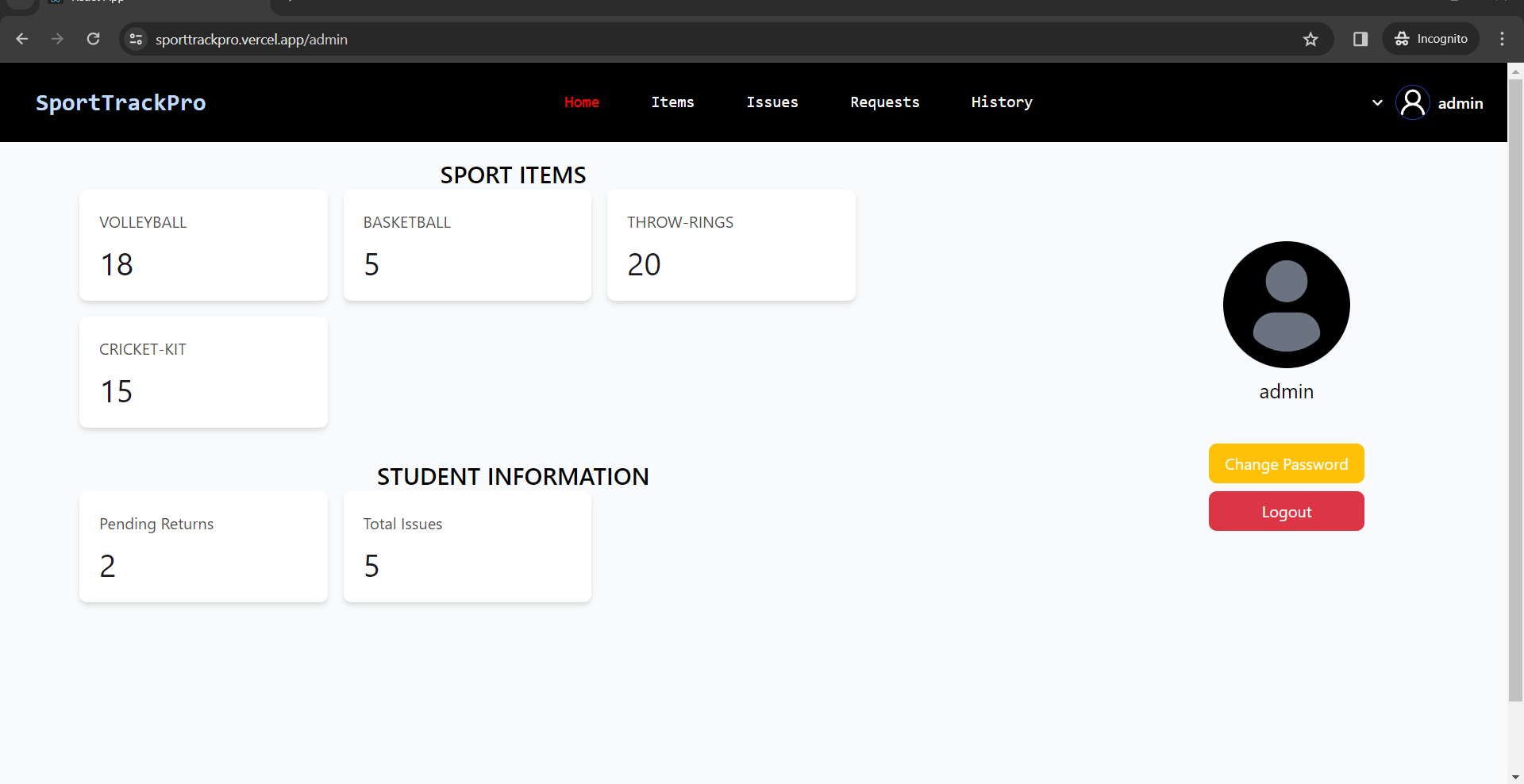 Sport Inventory Management System